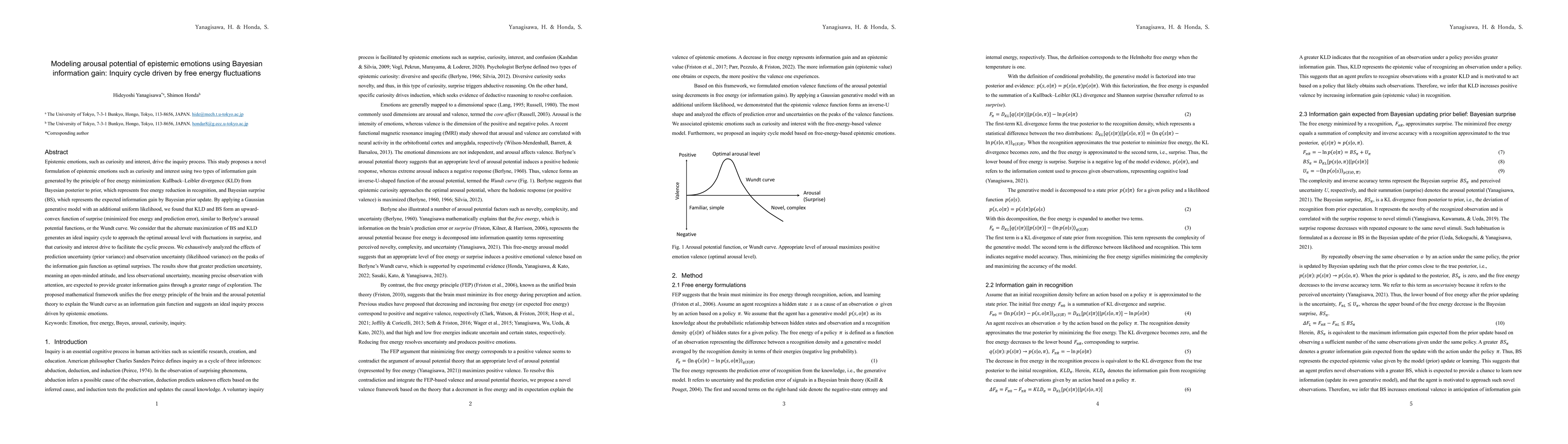 Thumbnail for Modeling arousal potential of epistemic emotions using Bayesian
  information gain: Inquiry cycle driven by free energy fluctuations