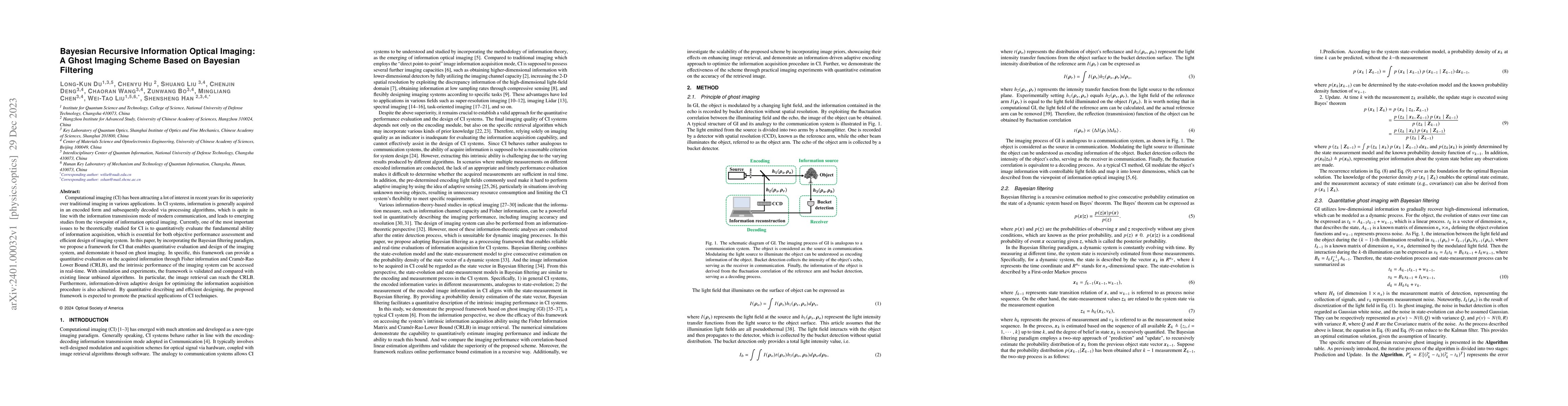 Thumbnail for Bayesian Recursive Information Optical Imaging: A Ghost Imaging Scheme
  Based on Bayesian Filtering