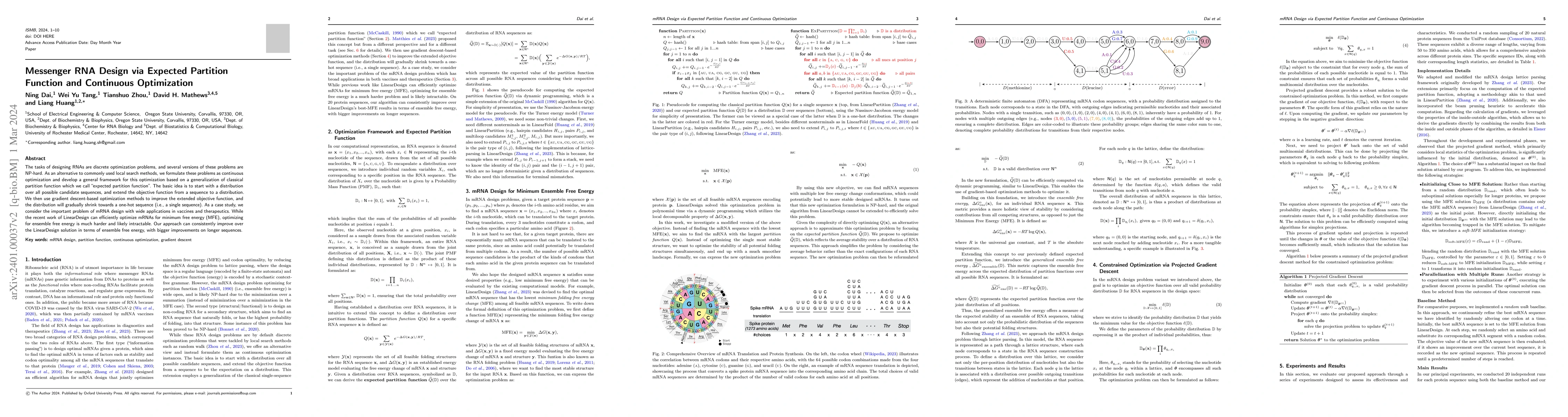 Thumbnail for Messenger RNA Design via Expected Partition Function and Continuous
  Optimization