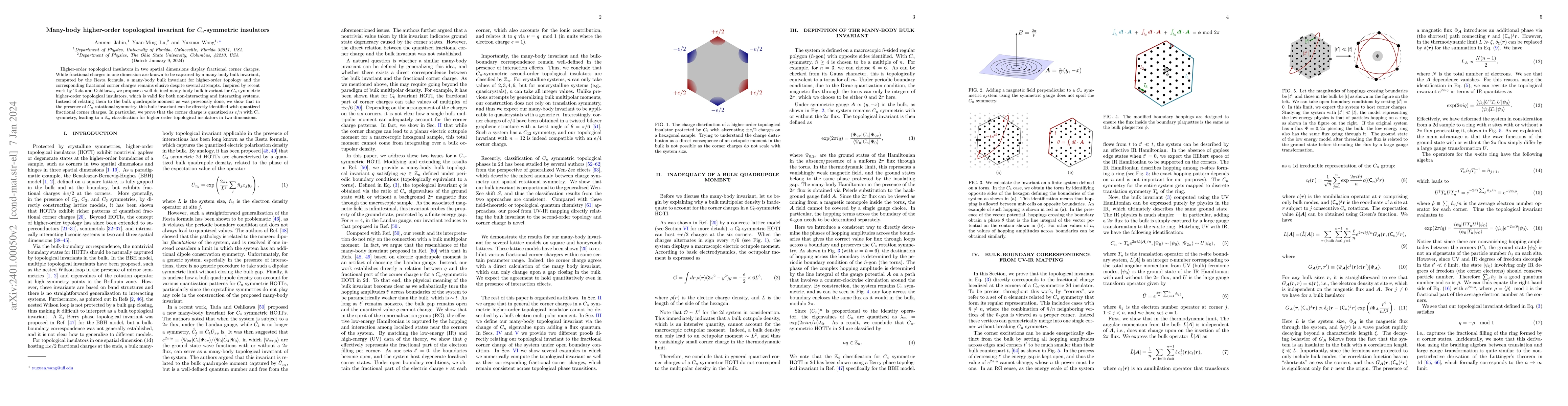 Thumbnail for Many-body higher-order topological invariant for $C_n$-symmetric
  insulators