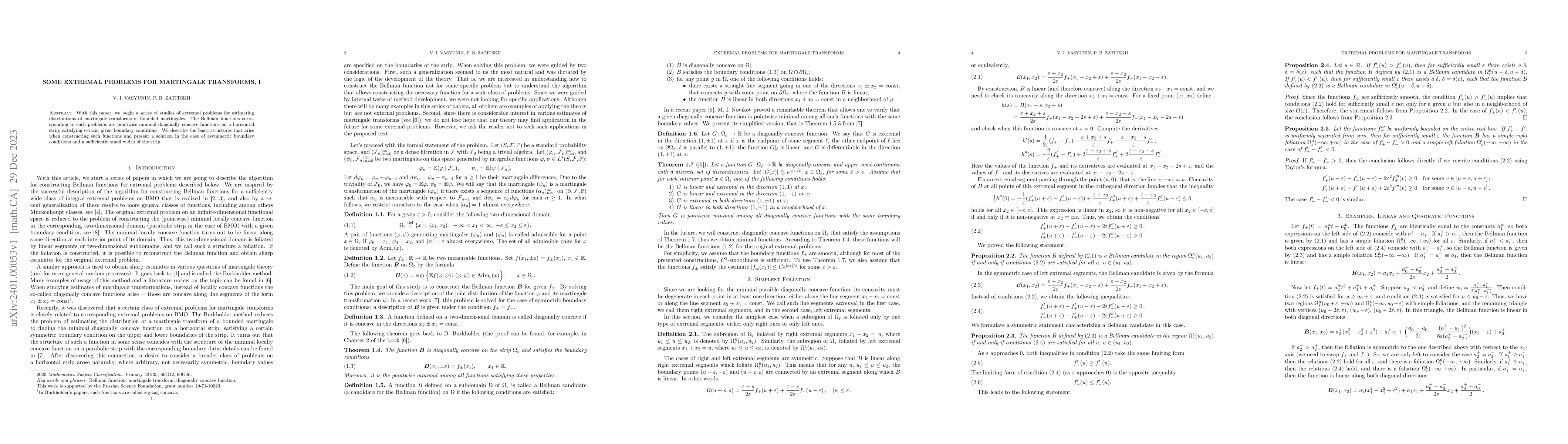 Thumbnail for Some extremal problems for martingale transforms, I