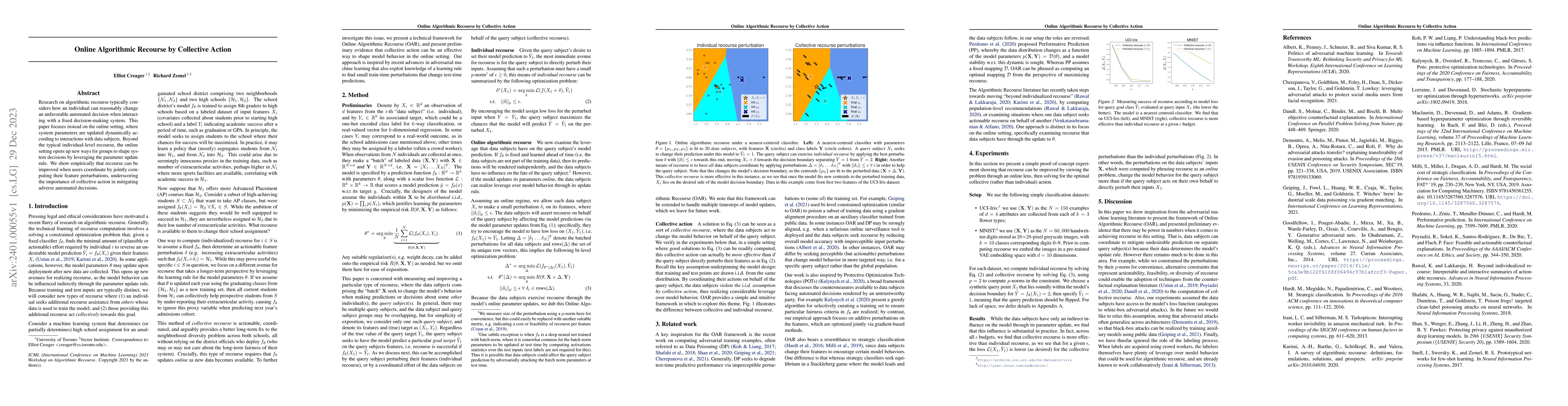 Thumbnail for Online Algorithmic Recourse by Collective Action