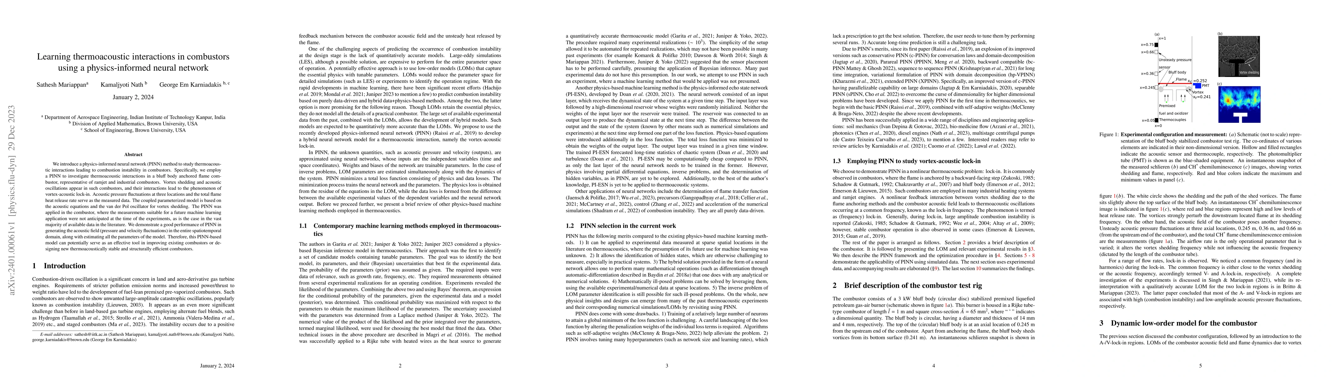 Thumbnail for Learning thermoacoustic interactions in combustors using a
  physics-informed neural network