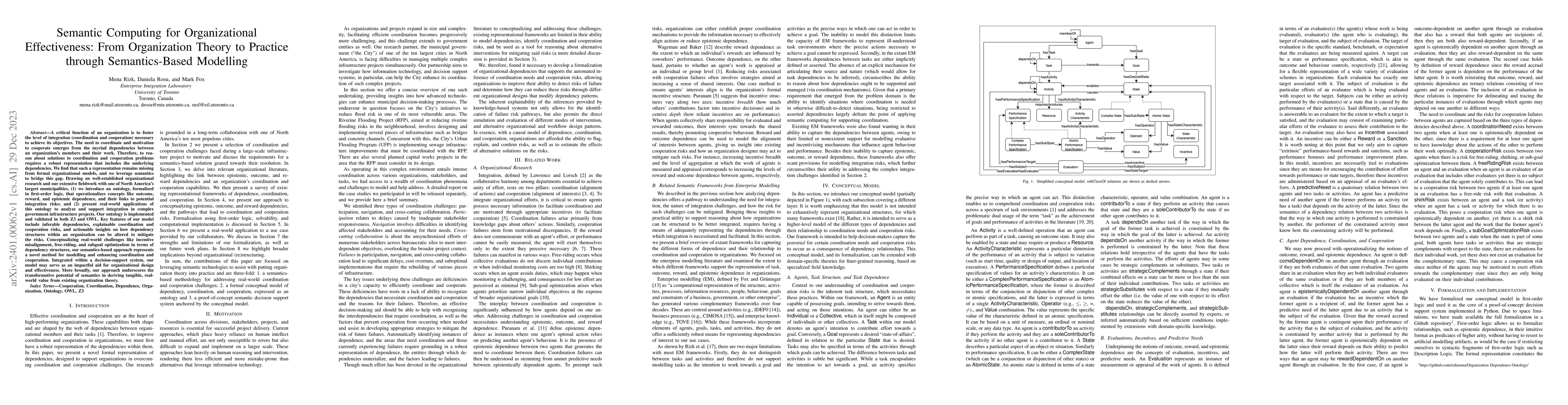 Thumbnail for Semantic Computing for Organizational Effectiveness: From Organization
  Theory to Practice through Semantics-Based Modelling