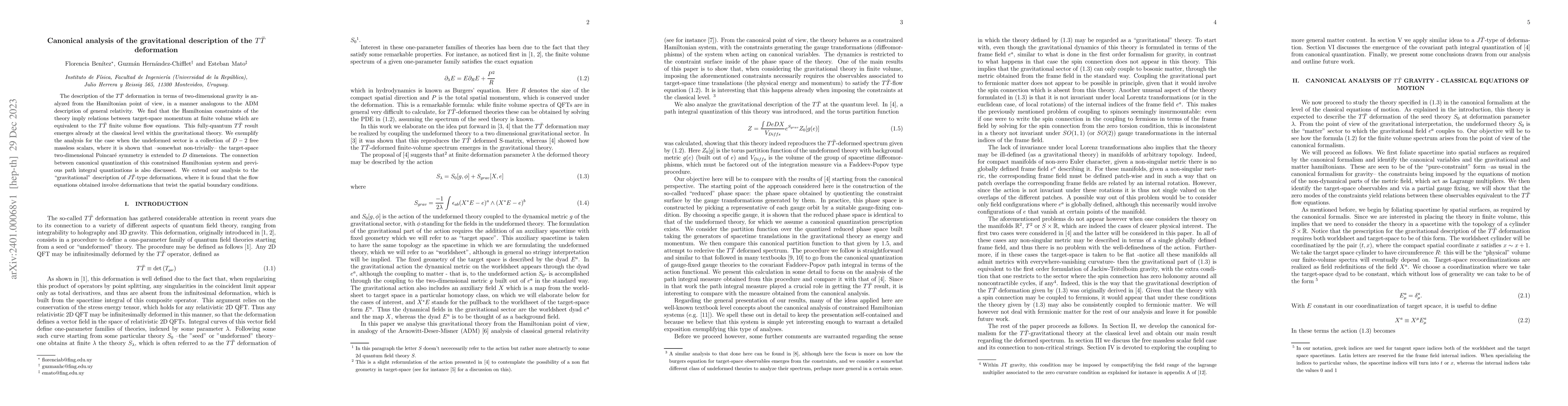 Thumbnail for Canonical analysis of the gravitational description of the $T\bar{T}$
  deformation