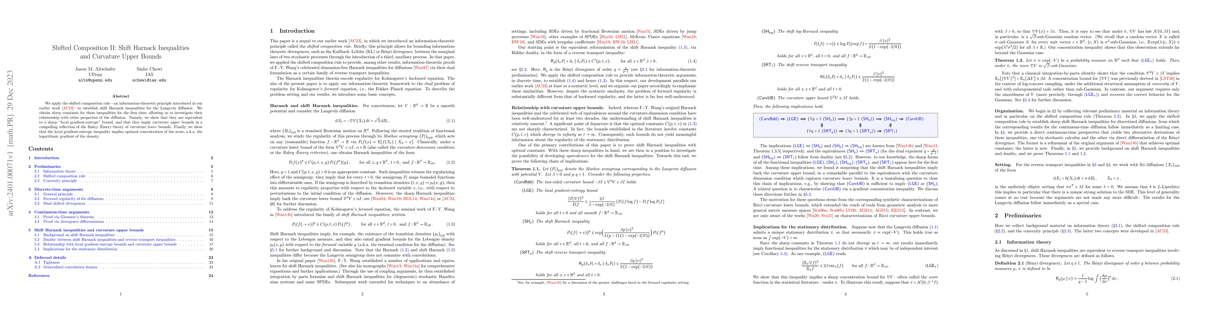Thumbnail for Shifted Composition II: Shift Harnack Inequalities and Curvature Upper
  Bounds