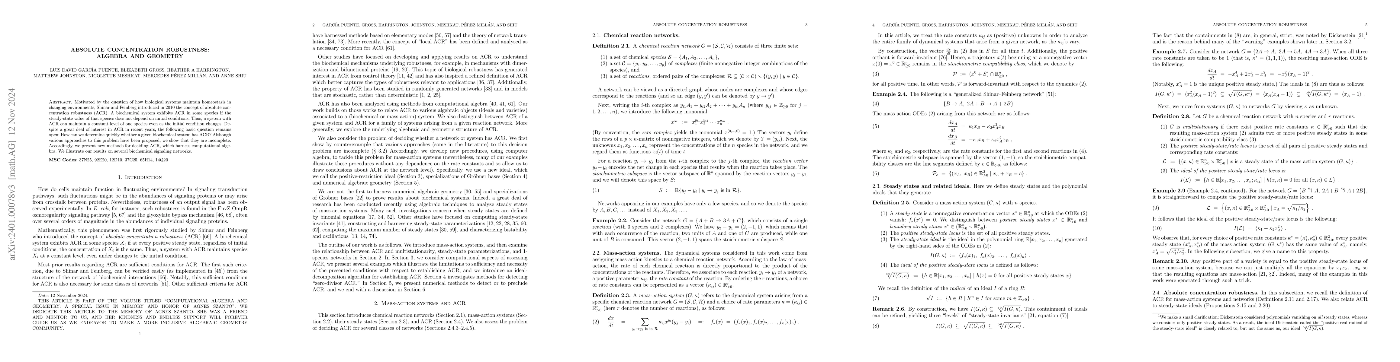Thumbnail for Absolute concentration robustness: Algebra and geometry