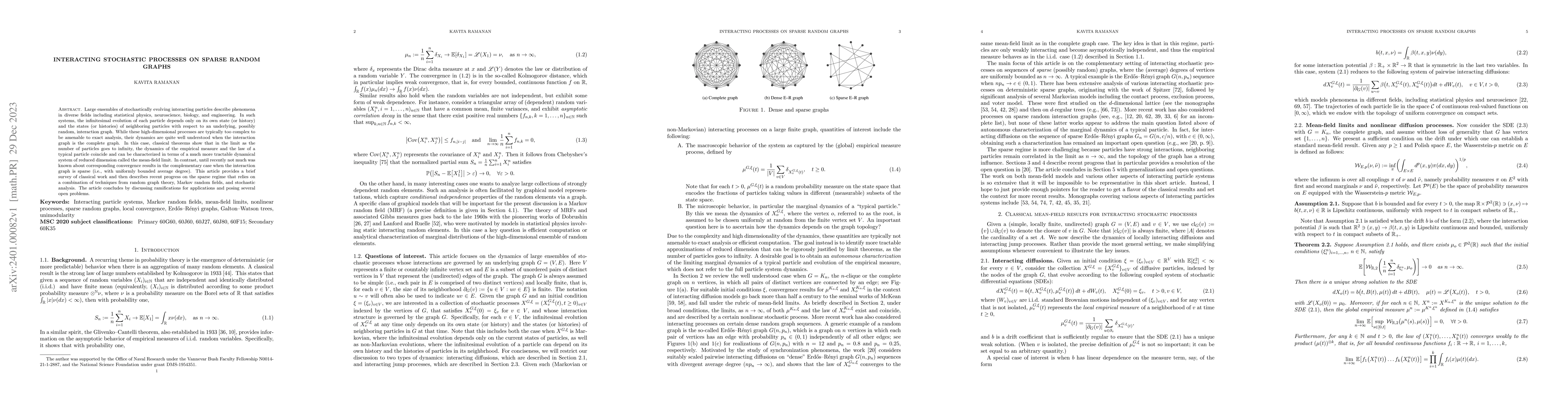 Thumbnail for Interacting stochastic processes on sparse random graphs