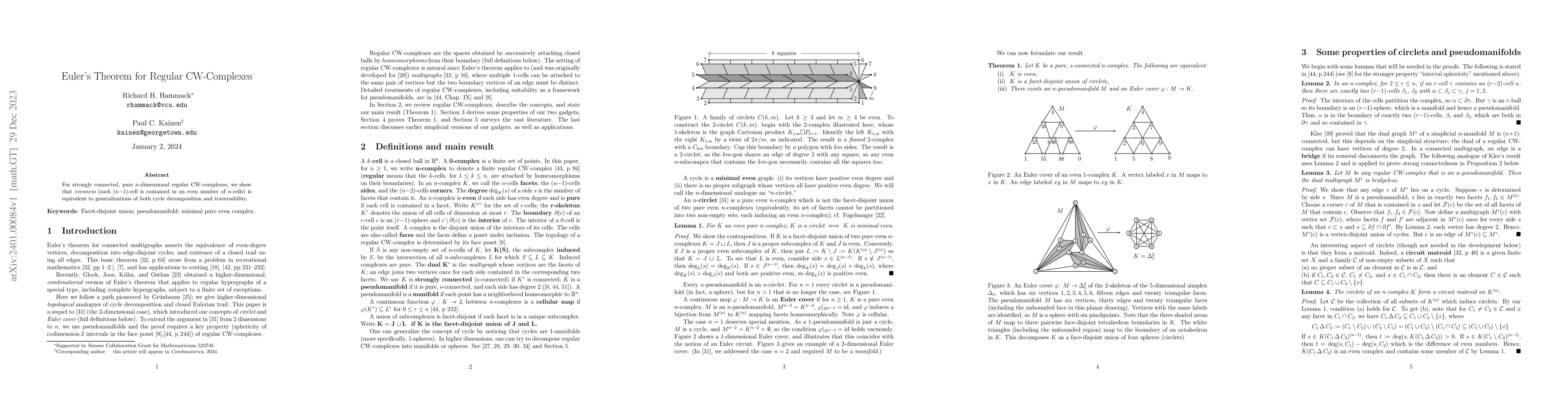 Thumbnail for Euler's Theorem for Regular CW-Complexes