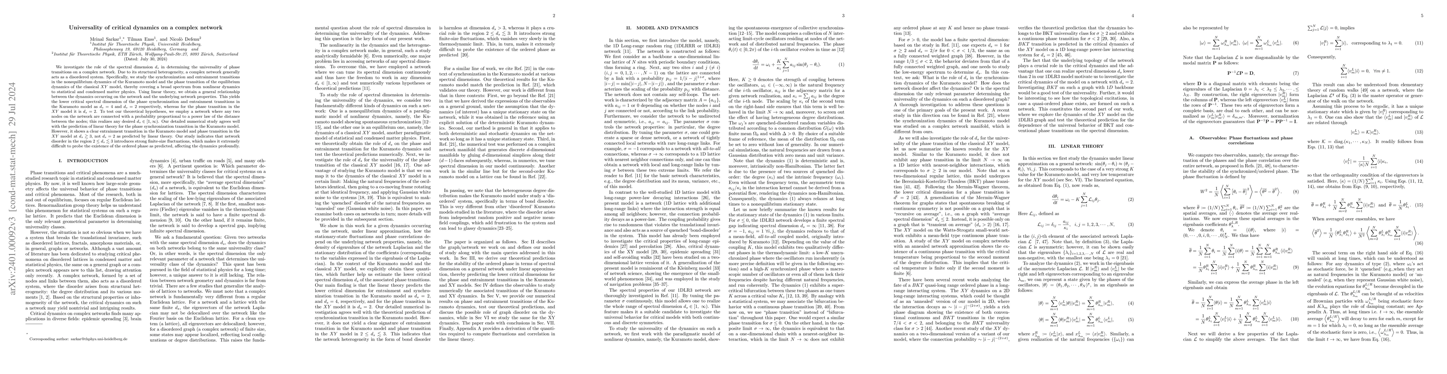 Thumbnail for Universality of critical dynamics on a complex network