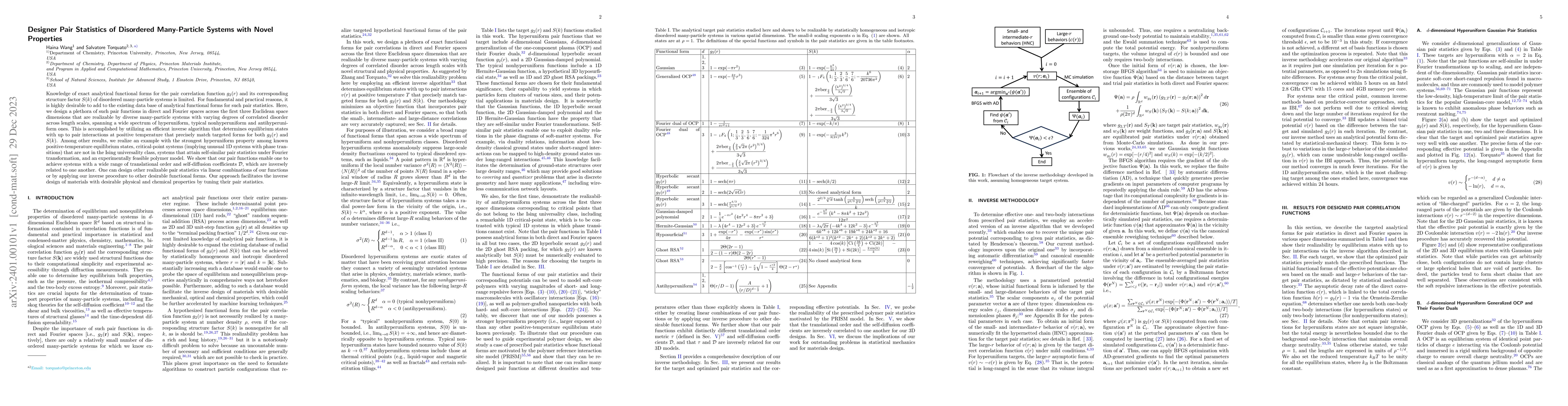 Thumbnail for Designer Pair Statistics of Disordered Many-Particle Systems with Novel
  Properties