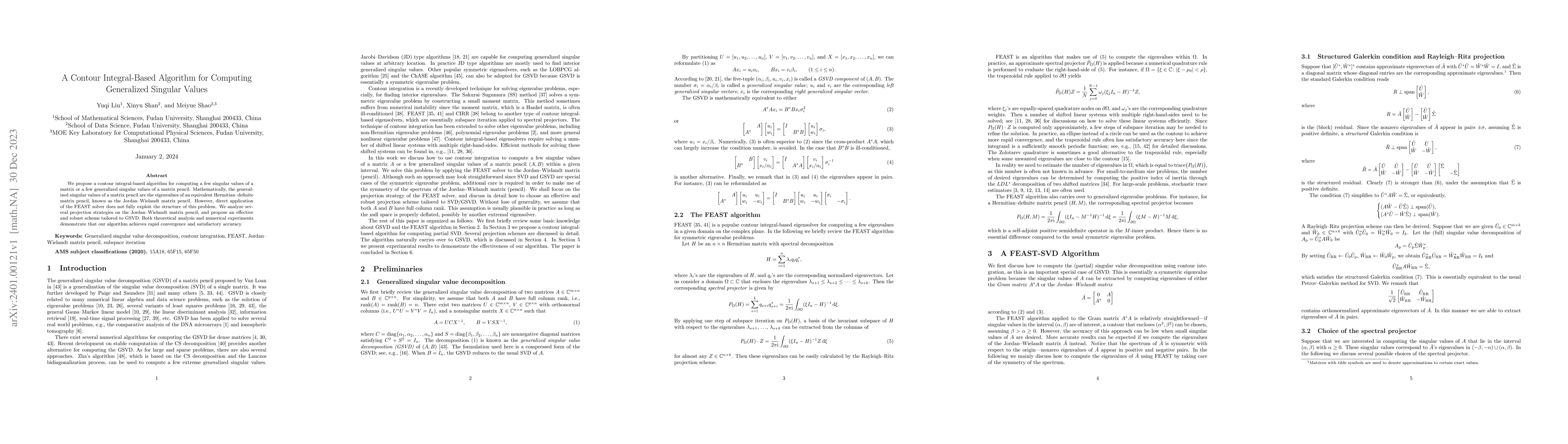 Thumbnail for A Contour Integral-Based Algorithm for Computing Generalized Singular
  Values