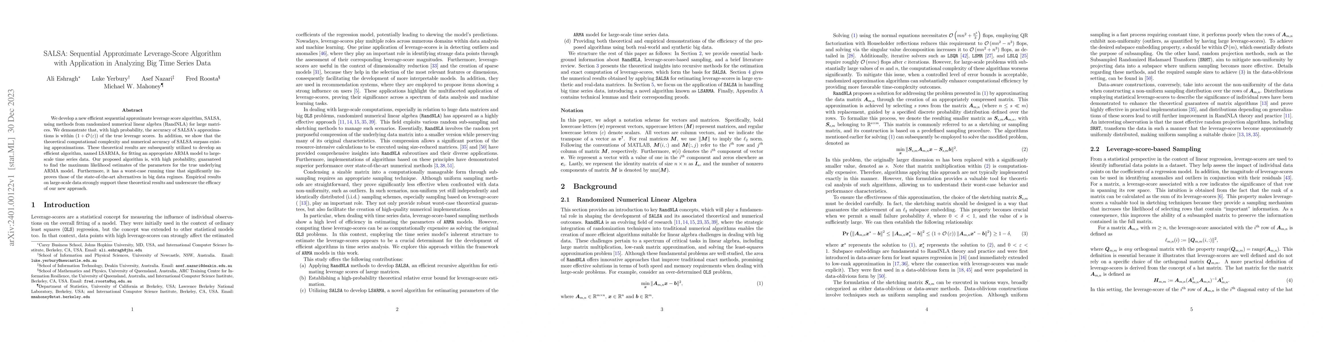 Thumbnail for SALSA: Sequential Approximate Leverage-Score Algorithm with Application
  in Analyzing Big Time Series Data