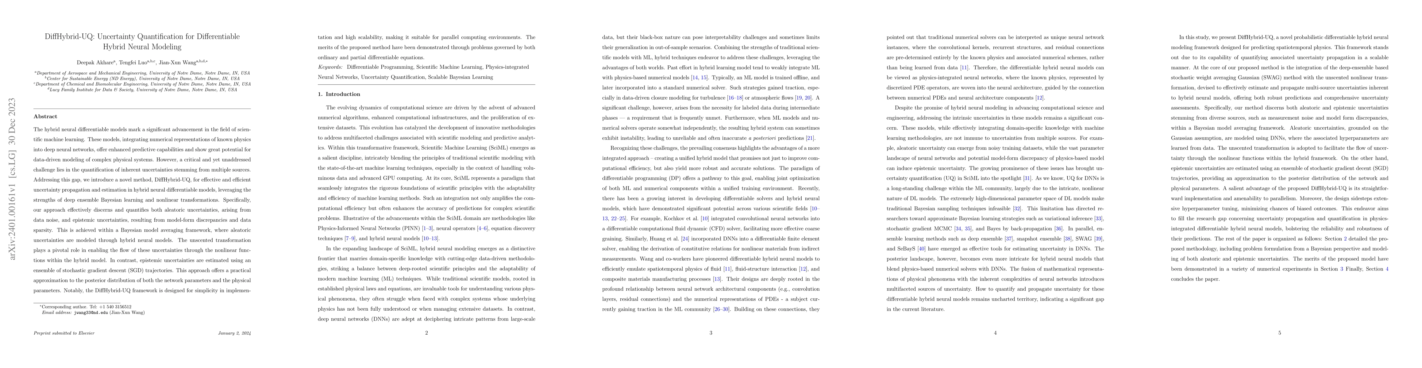 Thumbnail for DiffHybrid-UQ: Uncertainty Quantification for Differentiable Hybrid
  Neural Modeling