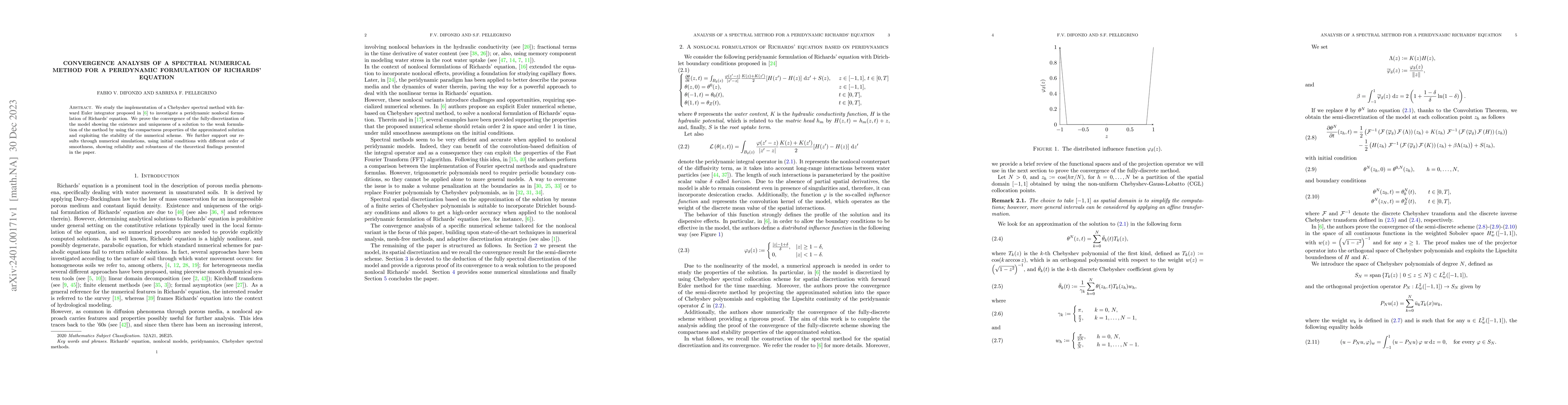 Thumbnail for Convergence Analysis of a Spectral Numerical Method for a Peridynamic
  Formulation of Richards' Equation