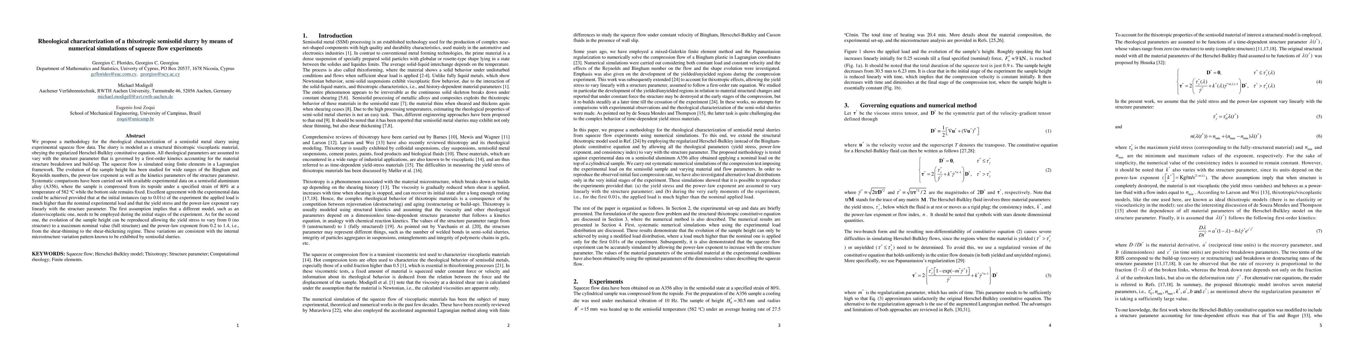 Thumbnail for Rheological characterization of a thixotropic semisolid slurry by means
  of numerical simulations of squeeze flow experiments