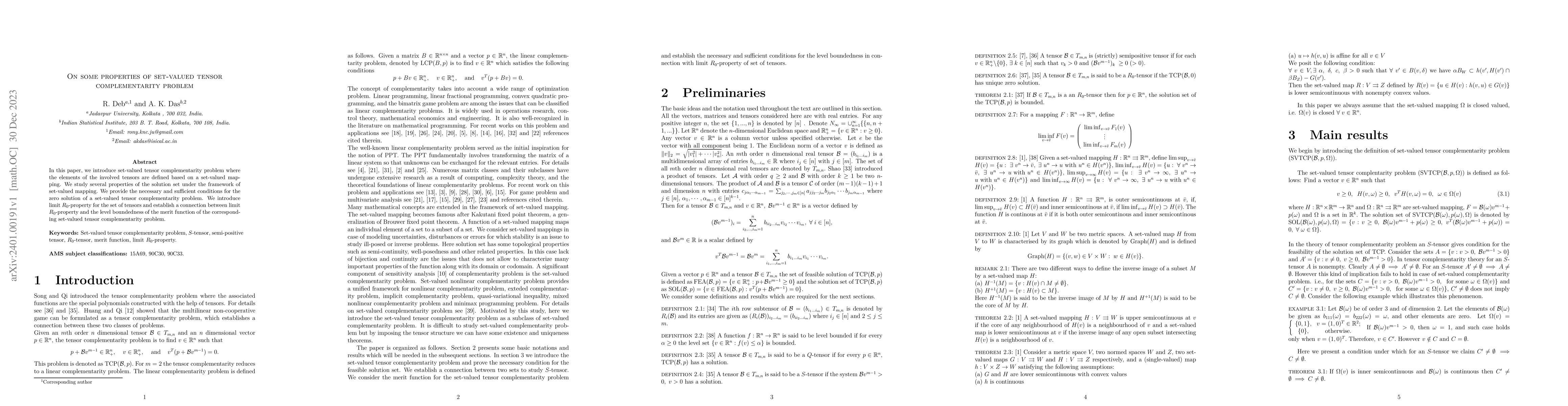 Thumbnail for On some properties of set-valued tensor complementarity problem