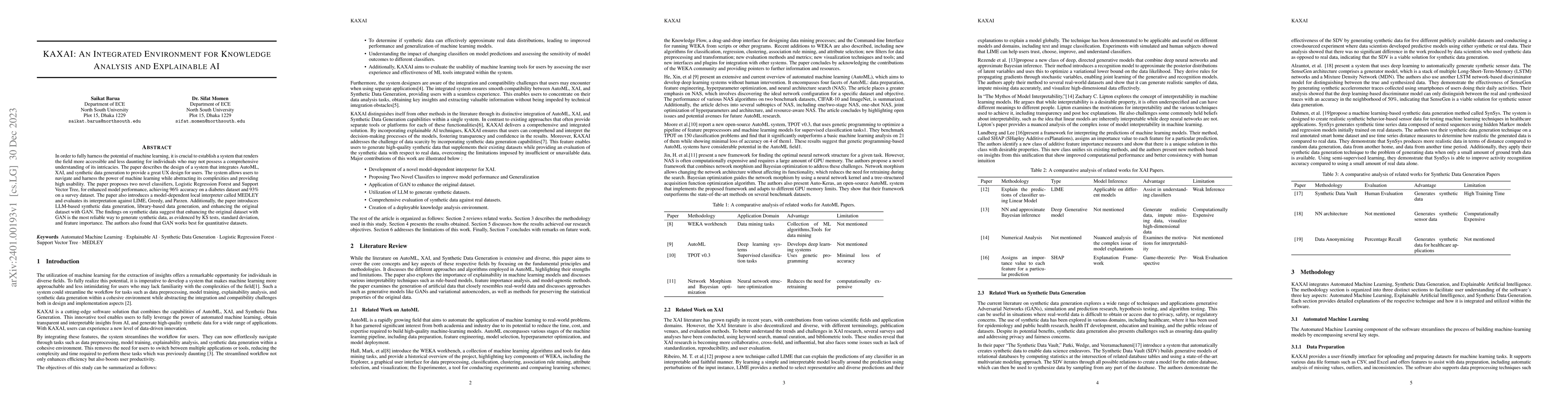 Thumbnail for KAXAI: An Integrated Environment for Knowledge Analysis and Explainable
  AI