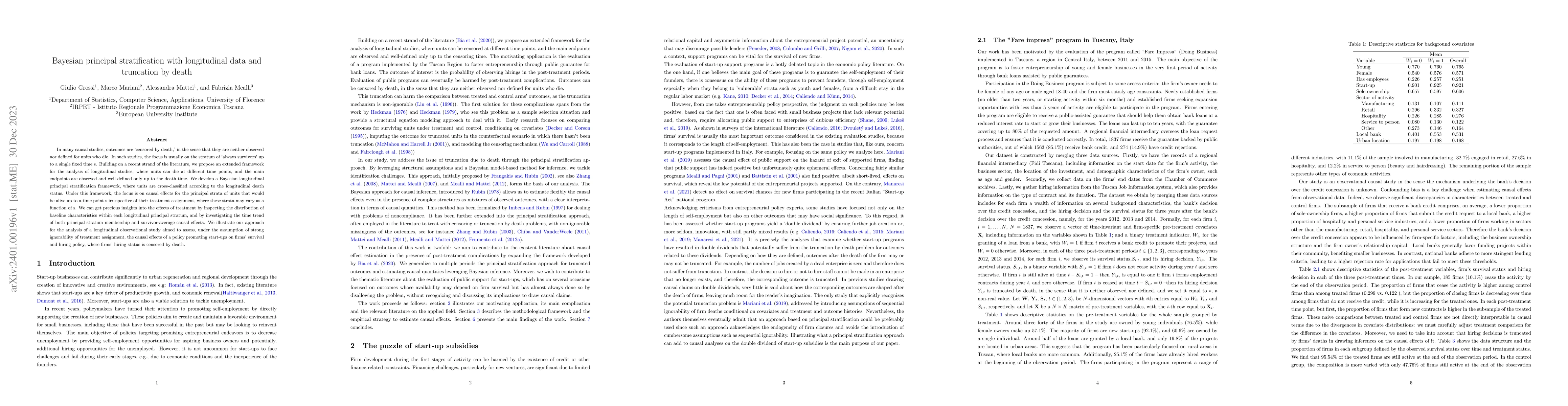 Thumbnail for Bayesian principal stratification with longitudinal data and truncation
  by death