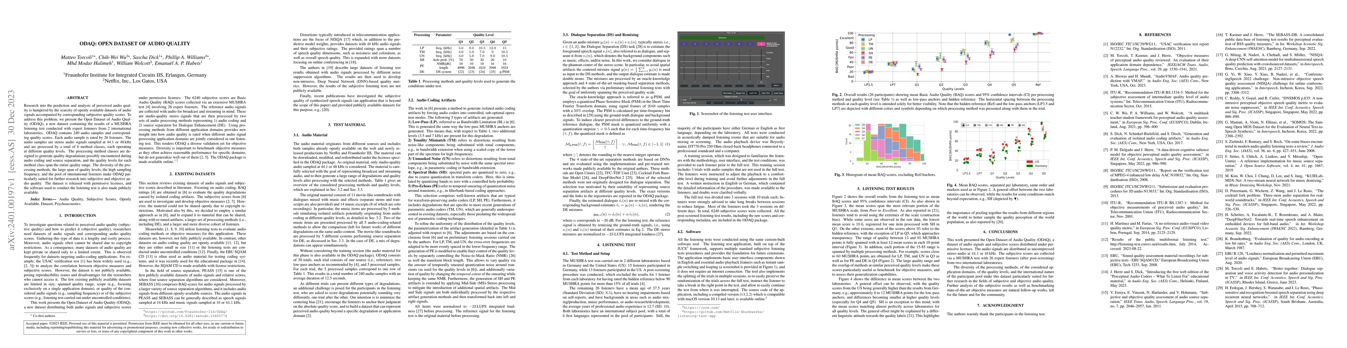 Thumbnail for ODAQ: Open Dataset of Audio Quality