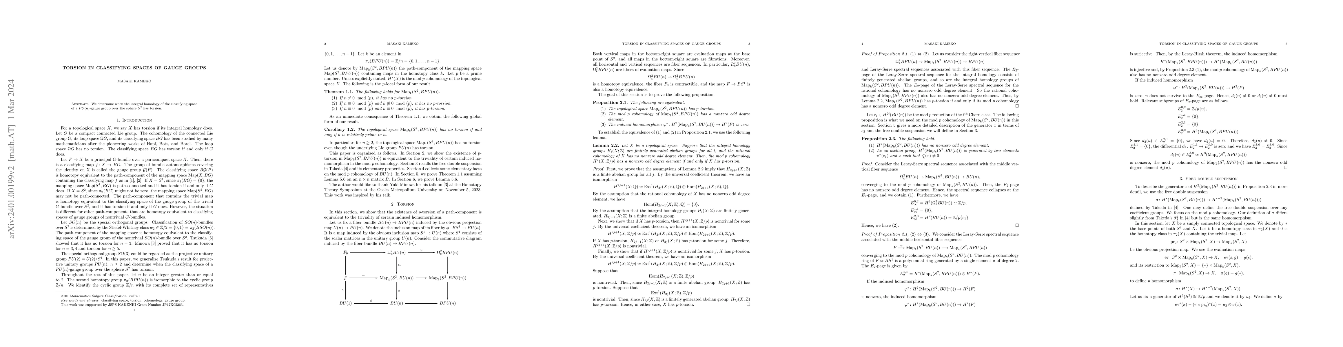 Thumbnail for Torsion in classifying spaces of gauge groups