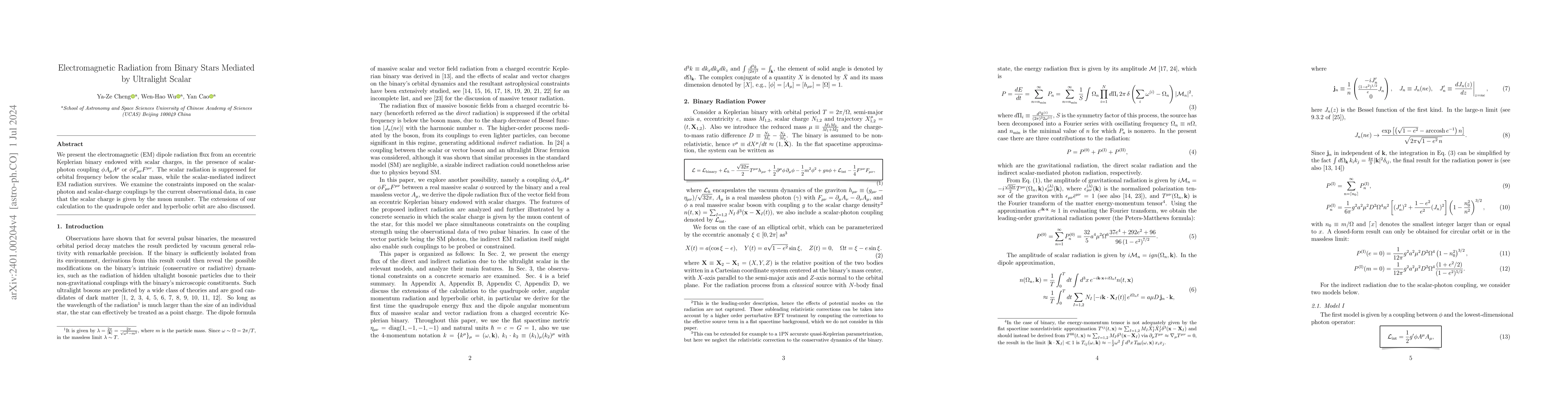 Thumbnail for Electromagnetic Radiation from Binary Stars Mediated by Ultralight
  Scalar