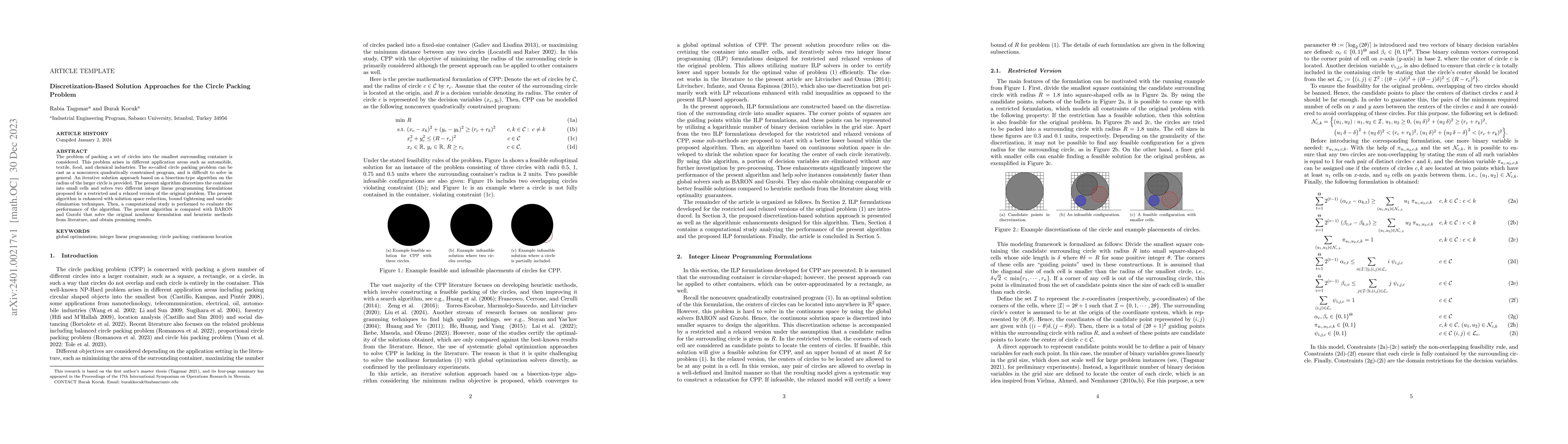 Thumbnail for Discretization-Based Solution Approaches for the Circle Packing Problem
