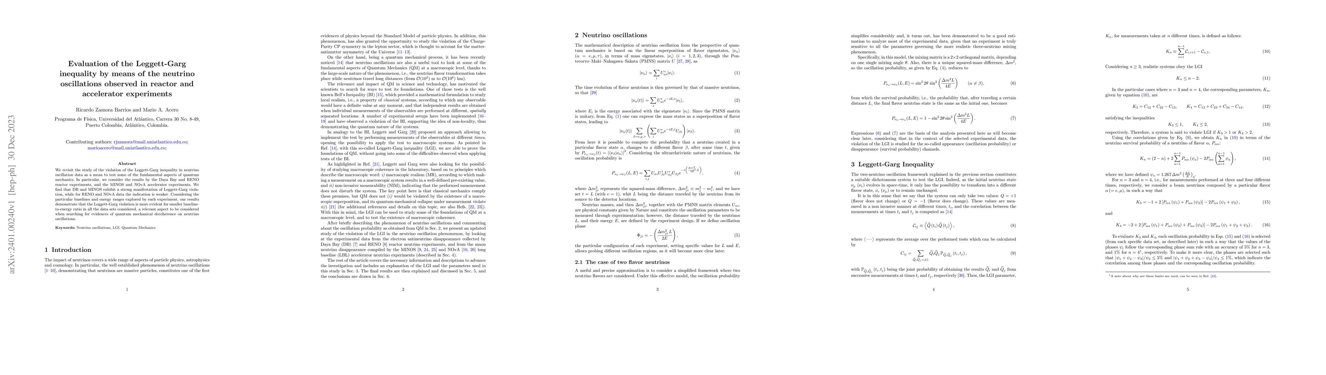 Thumbnail for Evaluation of the Leggett-Garg inequality by means of the neutrino
  oscillations observed in reactor and accelerator experiments