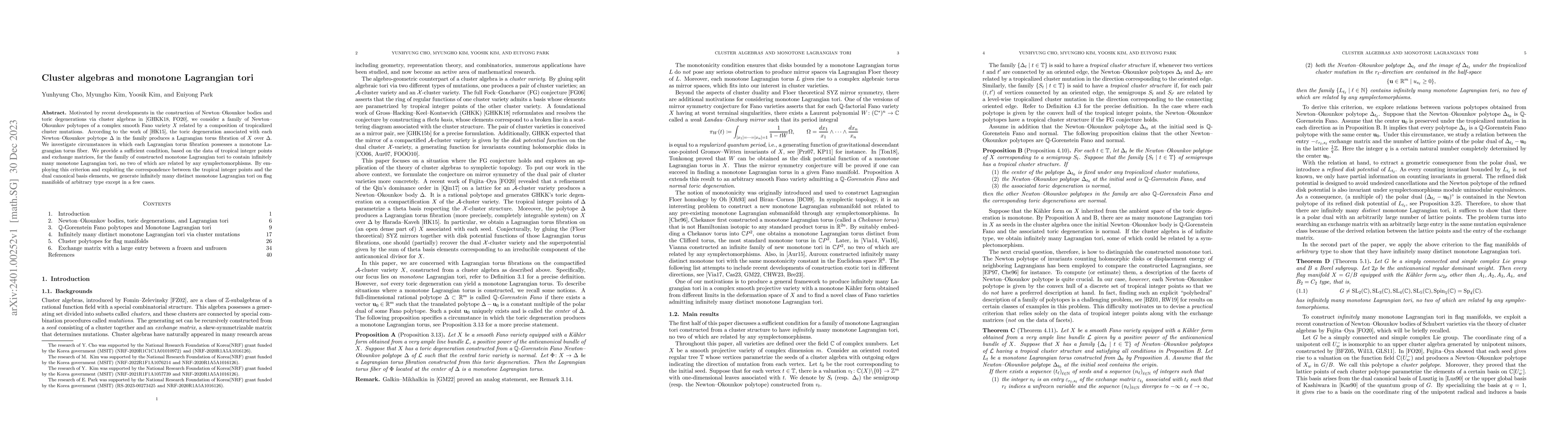 Thumbnail for Cluster algebras and monotone Lagrangian tori