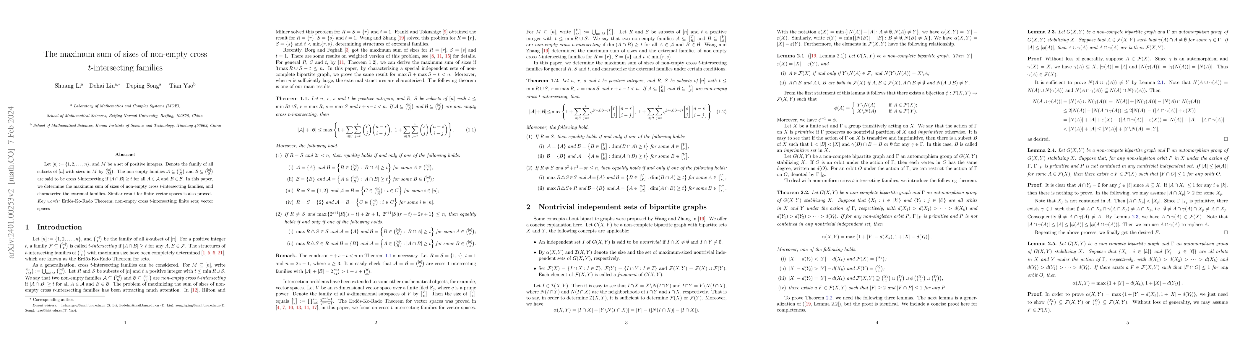 Thumbnail for The maximum sum of sizes of non-empty cross $t$-intersecting families
