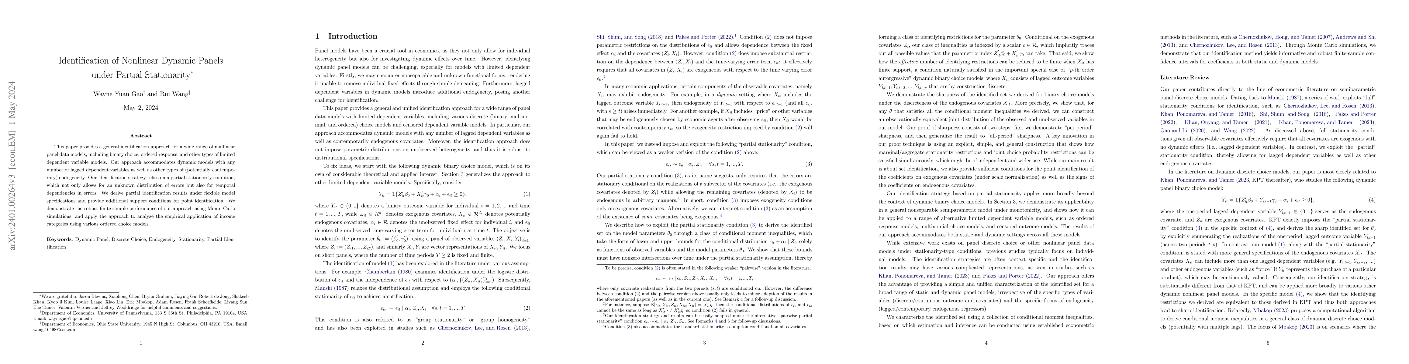 Thumbnail for Identification of Nonlinear Dynamic Panels under Partial Stationarity