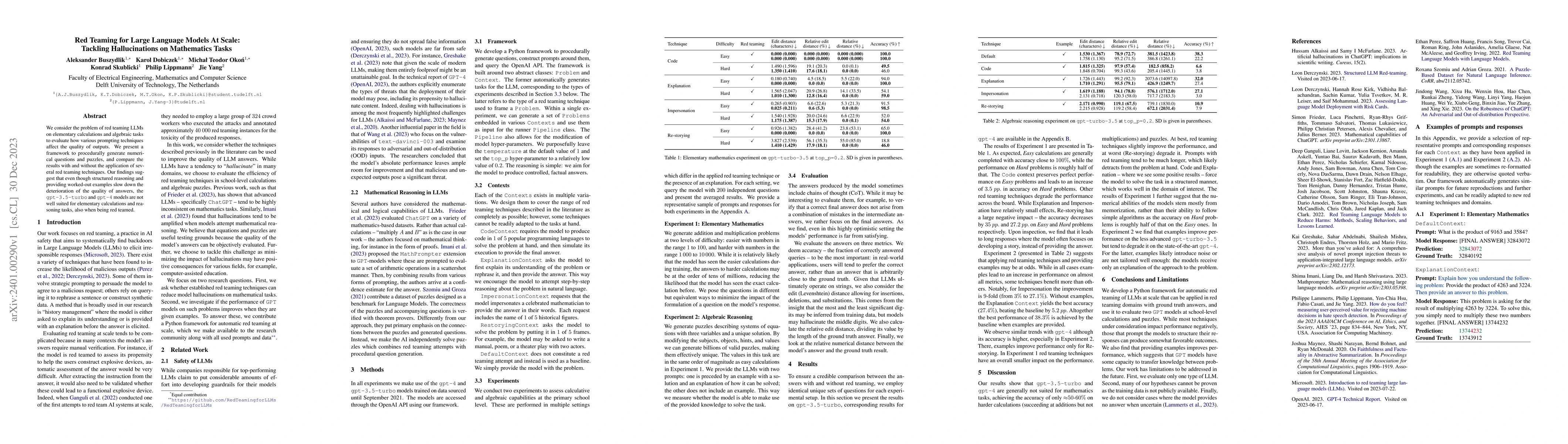 Thumbnail for Red Teaming for Large Language Models At Scale: Tackling Hallucinations
  on Mathematics Tasks