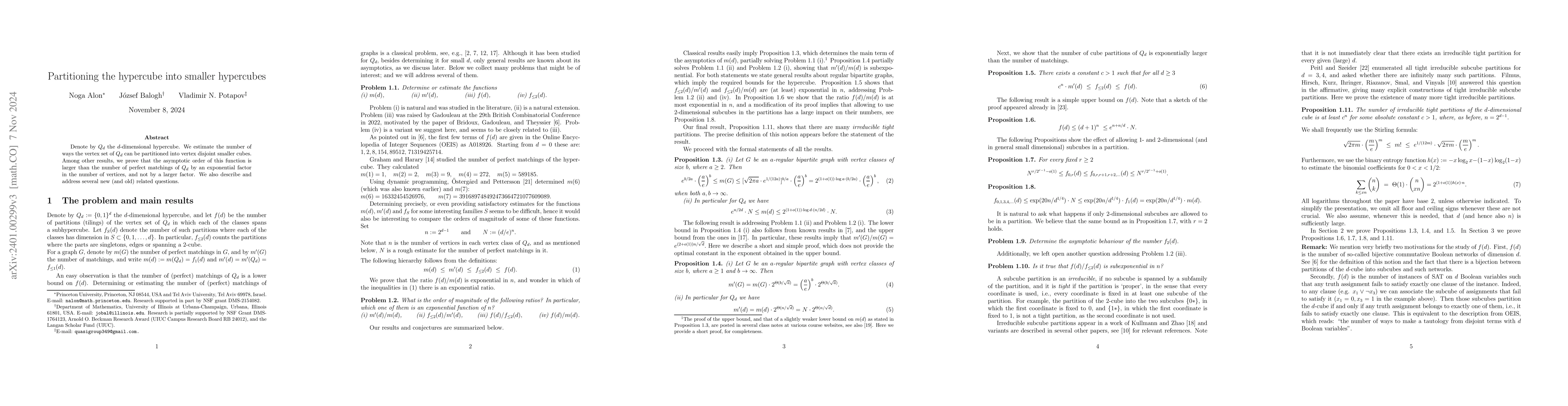 Thumbnail for Partitioning the hypercube into smaller hypercubes