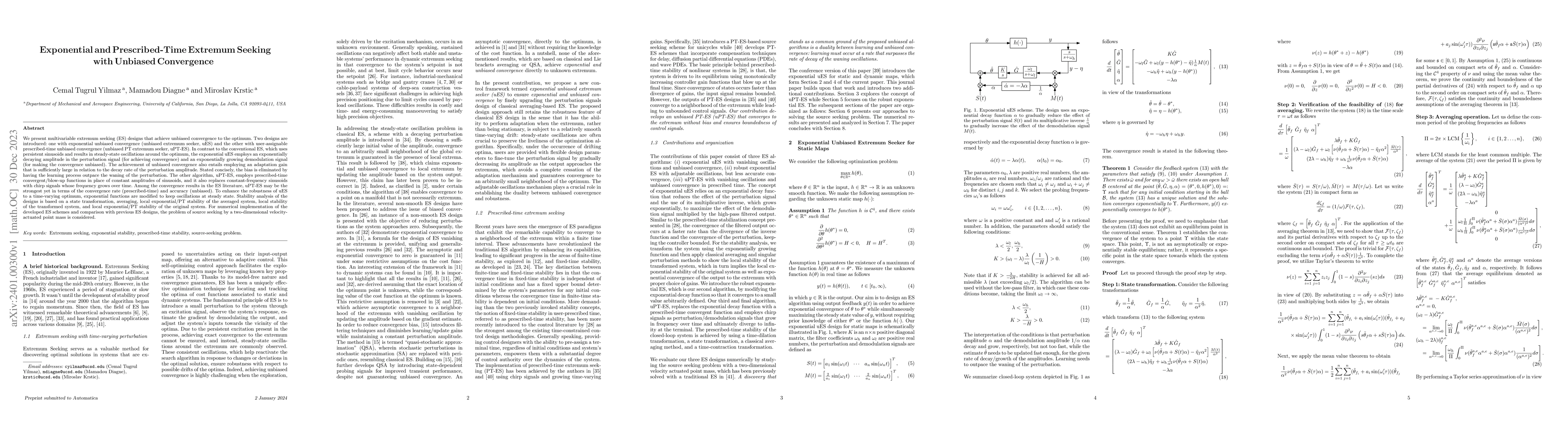 Thumbnail for Exponential and Prescribed-Time Extremum Seeking with Unbiased
  Convergence