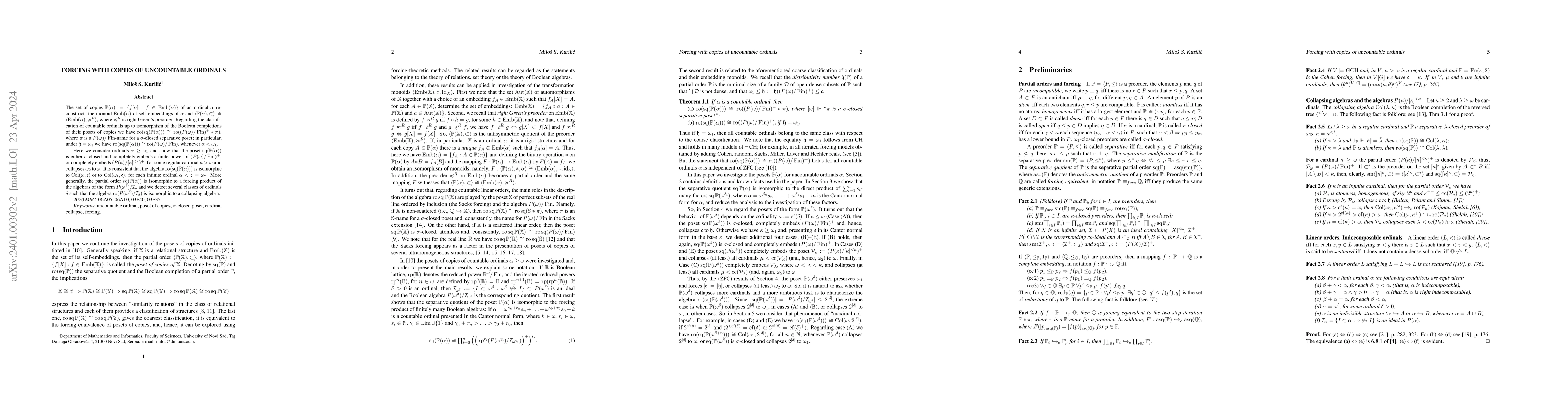 Thumbnail for Forcing With Copies of Uncountable Ordinals