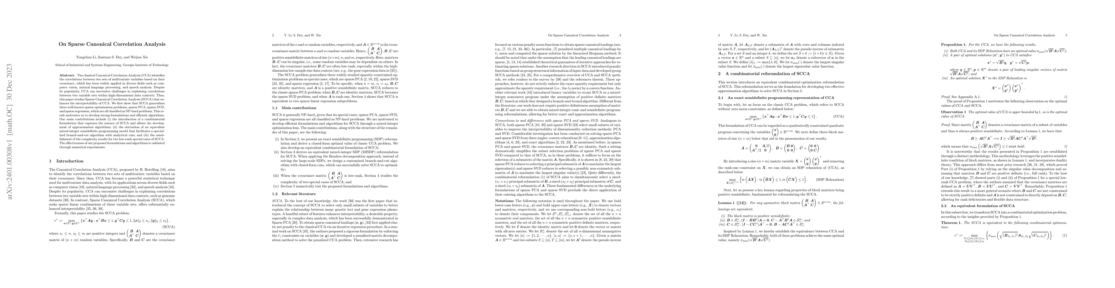 Thumbnail for On Sparse Canonical Correlation Analysis