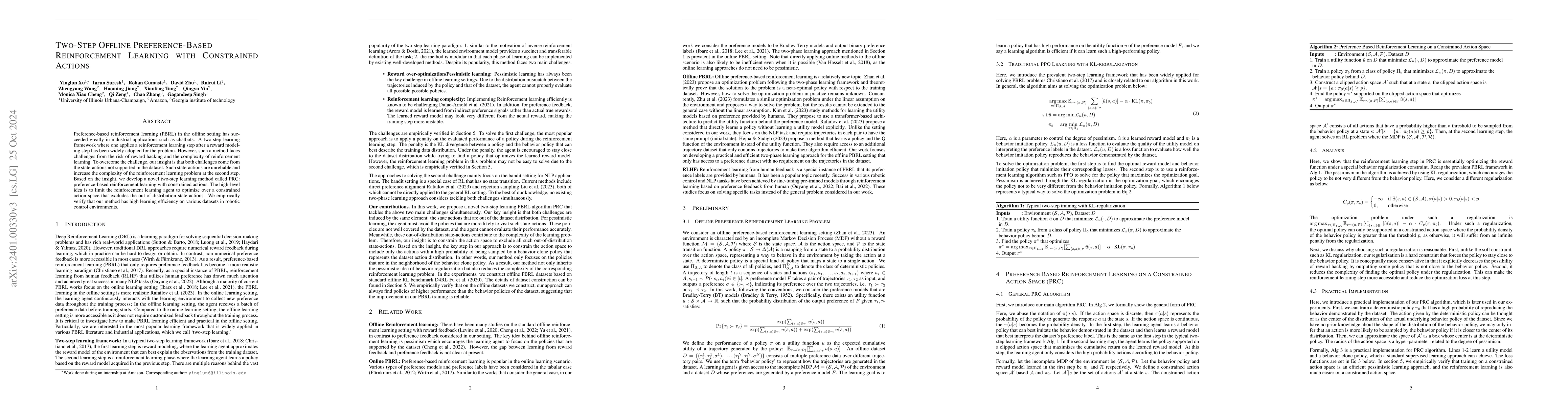 Thumbnail for Efficient Two-Phase Offline Deep Reinforcement Learning from Preference
  Feedback