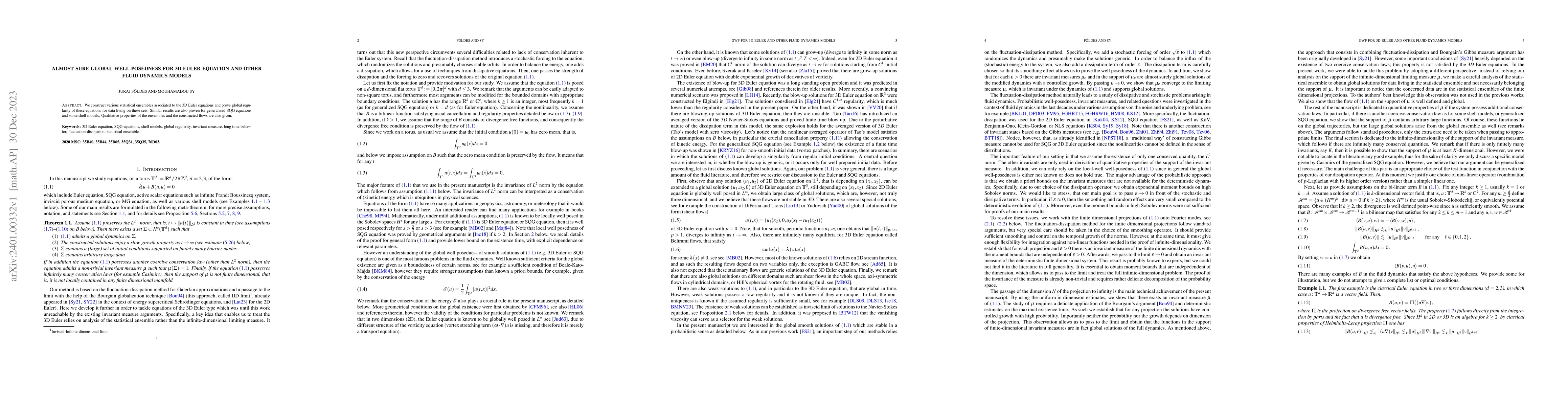 Thumbnail for Almost sure global well-posedness for 3D Euler equation and other fluid
  dynamics models