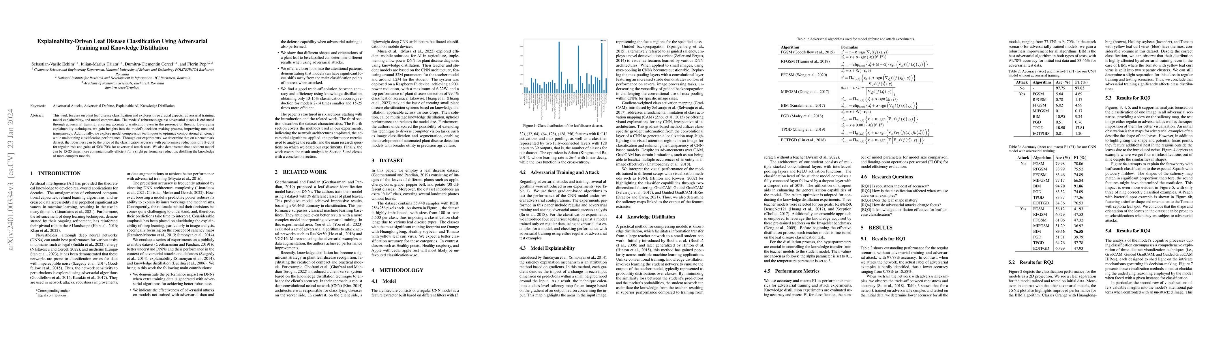 Thumbnail for Explainability-Driven Leaf Disease Classification Using Adversarial
  Training and Knowledge Distillation