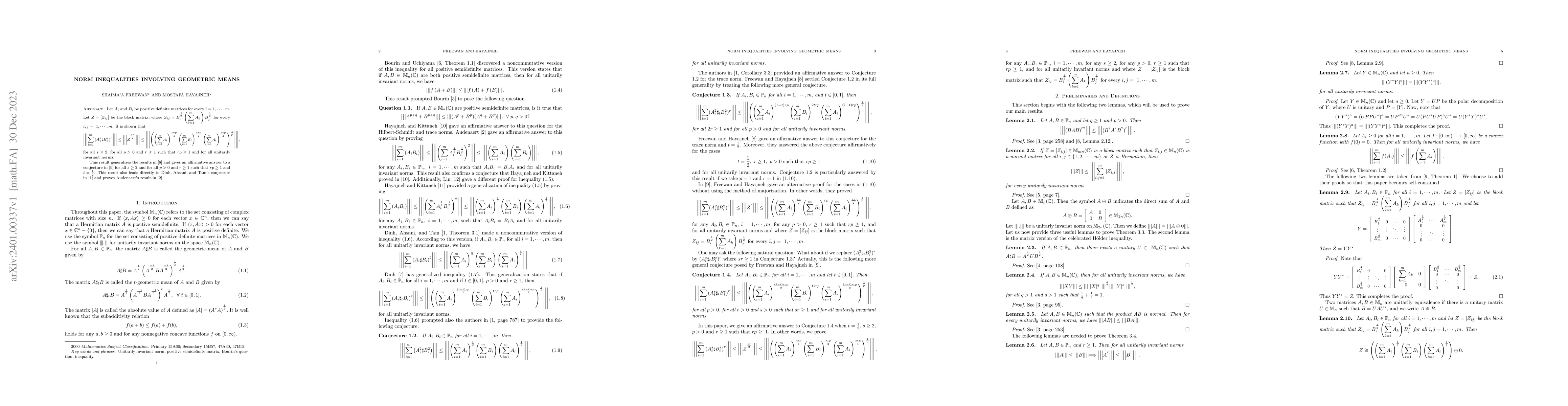 Thumbnail for Norm inequalities involving geometric means