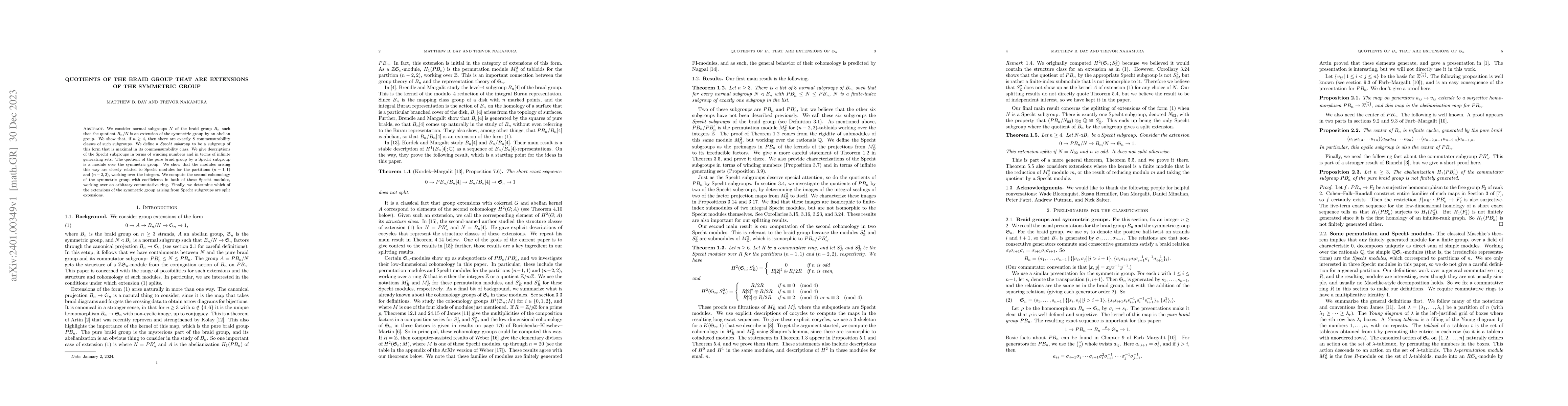 Thumbnail for Quotients of the braid group that are extensions of the symmetric group