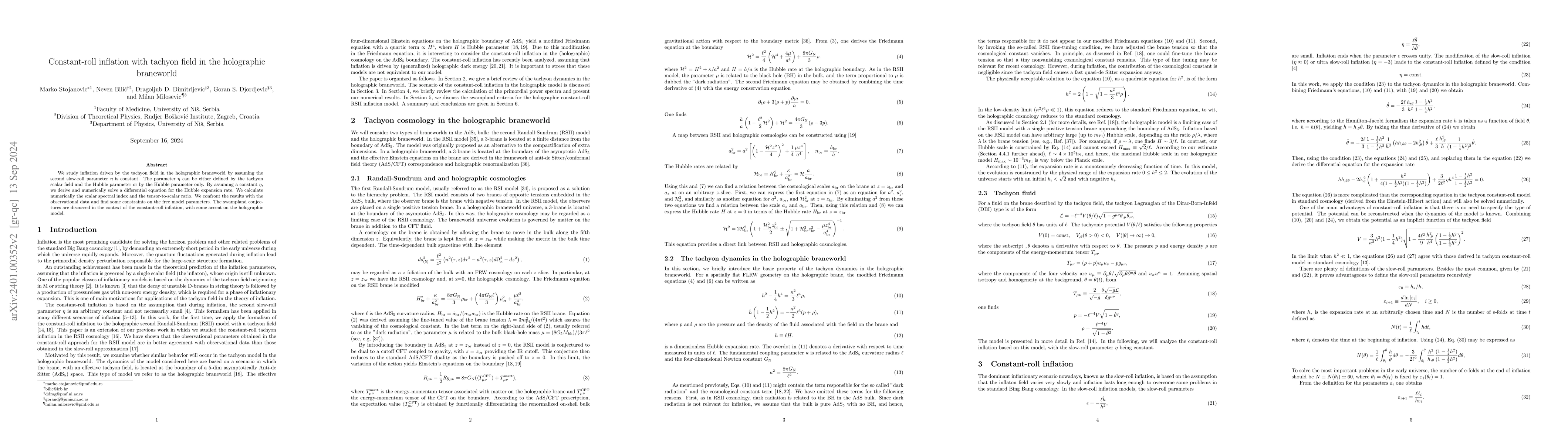 Thumbnail for Constant-roll inflation with tachyon field in the holographic braneworld