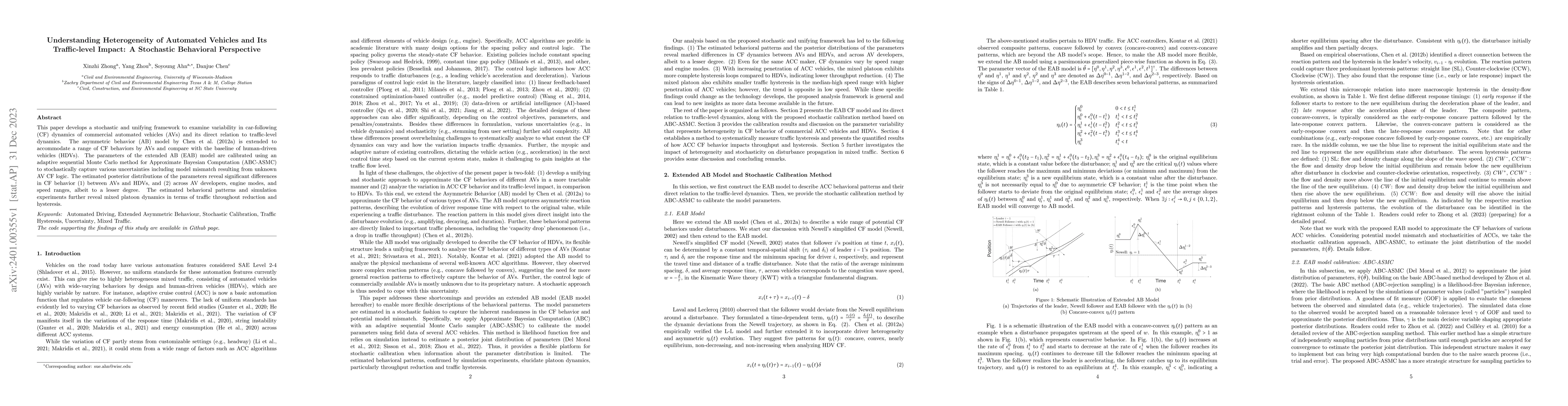 Thumbnail for Understanding Heterogeneity of Automated Vehicles and Its Traffic-level
  Impact: A Stochastic Behavioral Perspective