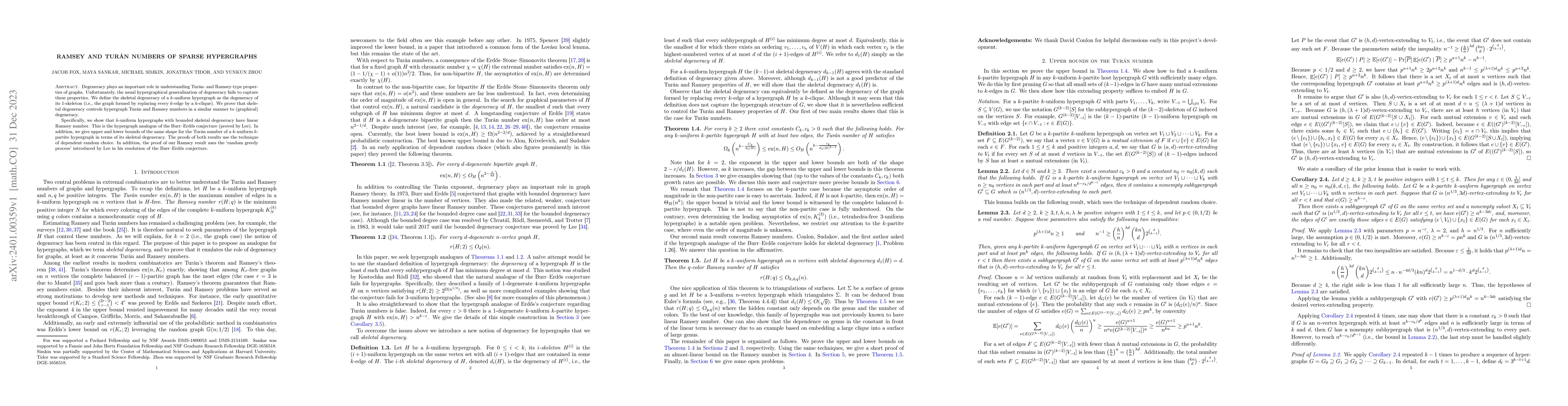 Thumbnail for Ramsey and Tur\'an numbers of sparse hypergraphs