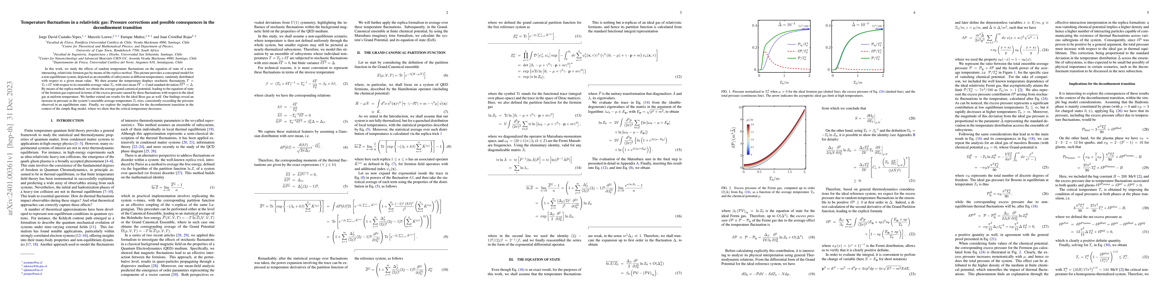 Thumbnail for Temperature fluctuations in a relativistic gas: Pressure corrections and
  possible consequences in the deconfinement transition