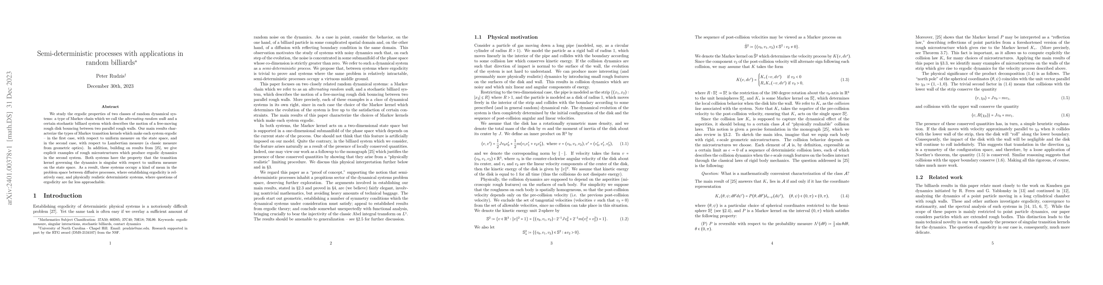 Thumbnail for Semi-deterministic processes with applications in random billiards