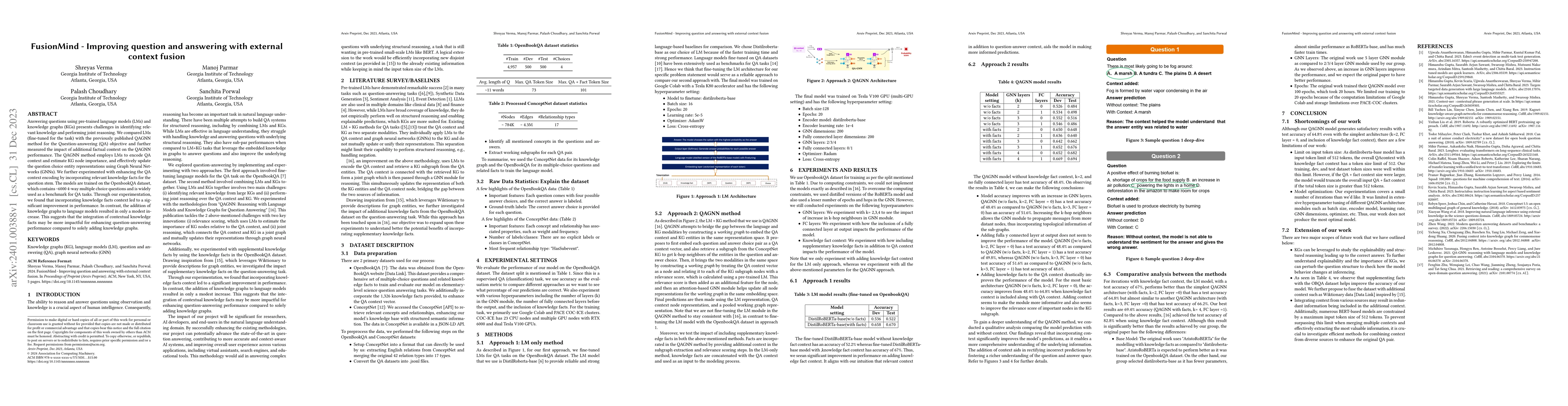 Thumbnail for FusionMind -- Improving question and answering with external context
  fusion