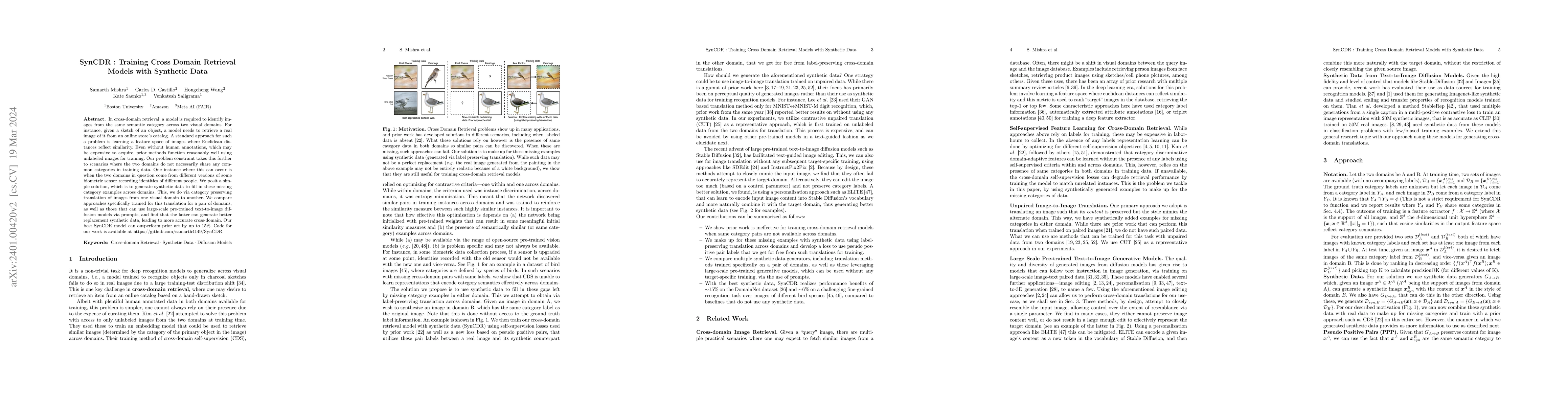 Thumbnail for SynCDR : Training Cross Domain Retrieval Models with Synthetic Data