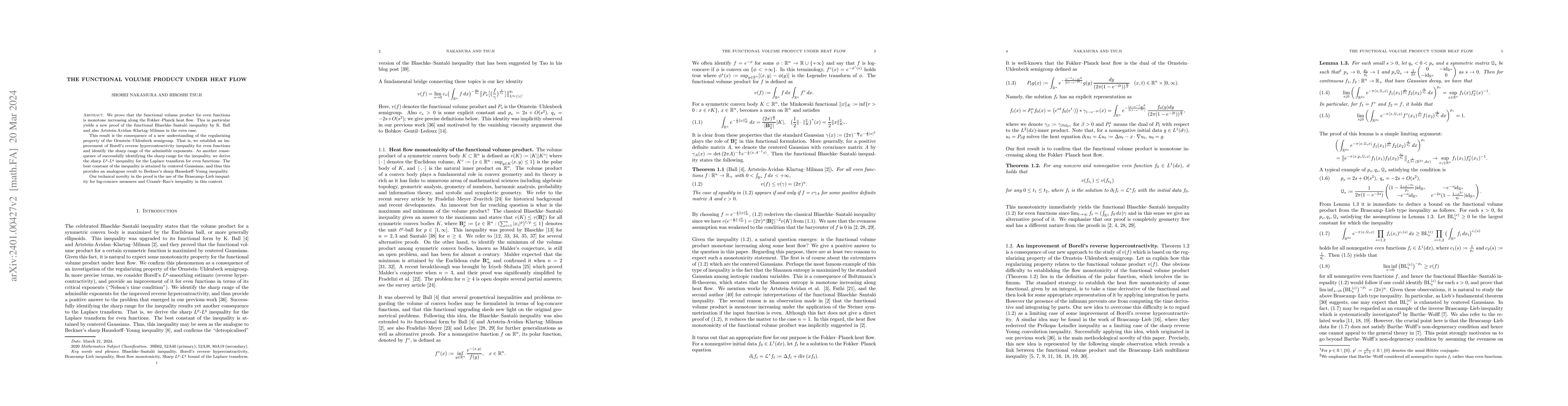 Thumbnail for The functional volume product under heat flow