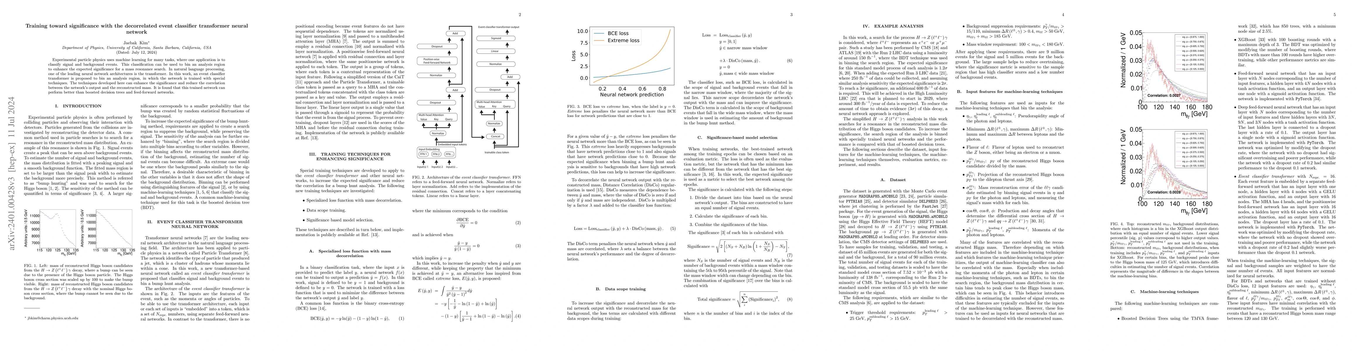 Thumbnail for Training toward significance with the decorrelated event classifier
  transformer neural network